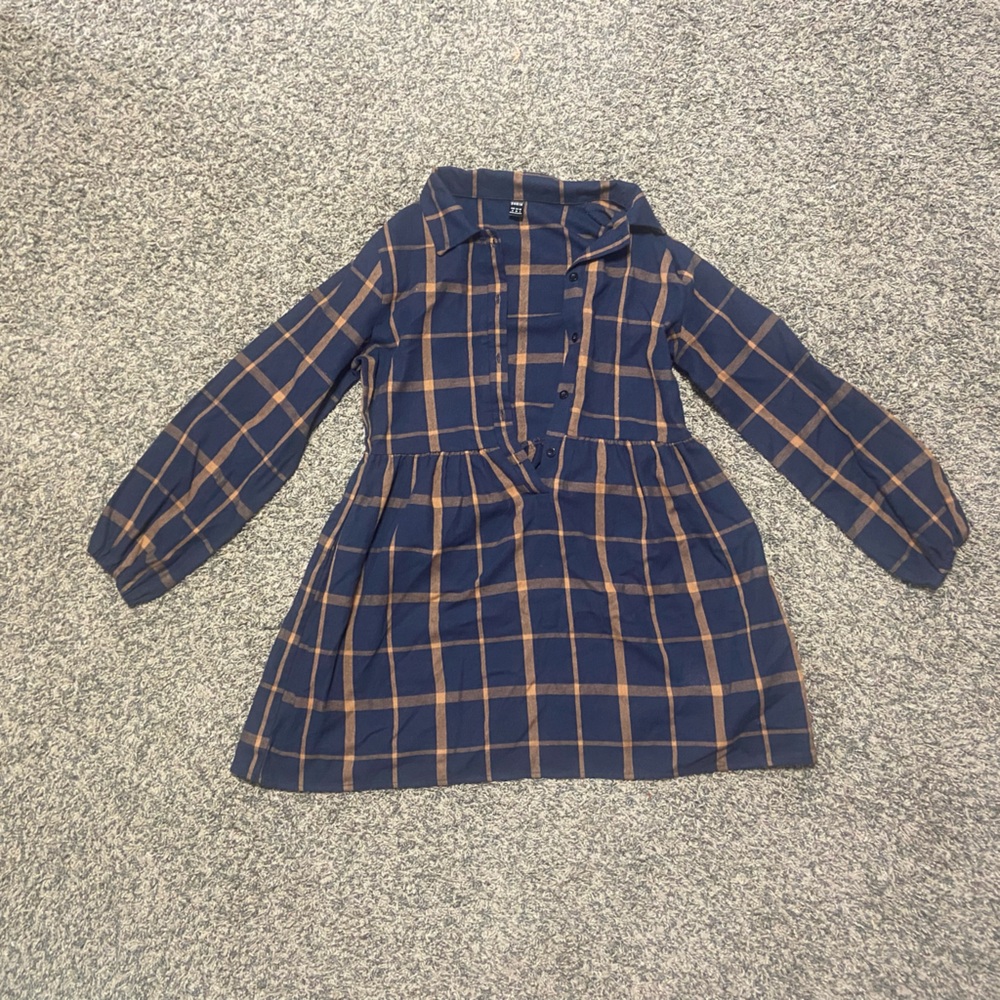 Blue and Tan Plaid Dress